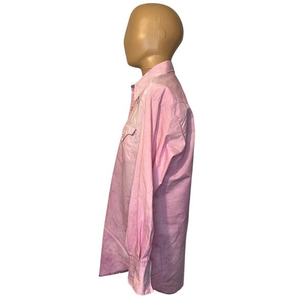Vintage Tem Tex Western Shirt Size XL Pink Snap Long Sleeve Extra Long Tails - Picture 3 of 6